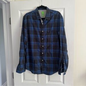 Size L Hugo Boss Men’s Blue Plaid Flannel Shirt